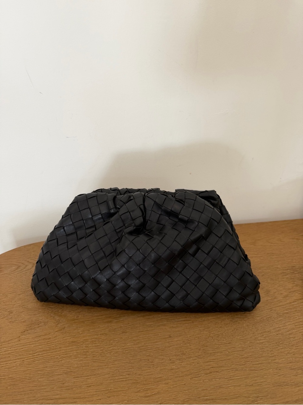 Bottega Veneta Black Intrecciato Knot Clutch